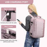 PIJUSHI Travel Backpack for Women Expandable Carry on Luggage Backpack Airline Approved TSA 16" Laptop Bag Business with USB Port(PE034 Light Purple)