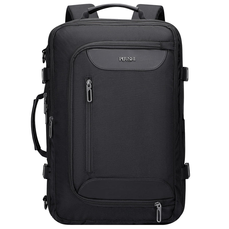 PIJUSHI Travel Backpack for Women Men Flight Approved Carry on Bag 16 inch Laptop Personal Item Daypack with Shoe Compartment(PE038 Black)