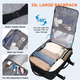 PIJUSHI Travel Backpack for Women Men Flight Approved Carry on Bag 16 inch Laptop Personal Item Daypack with Shoe Compartment(PE038 Black)