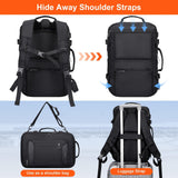 PIJUSHI Travel Backpack for Women Men Flight Approved Carry on Bag 16 inch Laptop Personal Item Daypack with Shoe Compartment(PE038 Black)