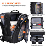 PIJUSHI Travel Backpack for Women Men Flight Approved Carry on Bag 16 inch Laptop Personal Item Daypack with Shoe Compartment(PE038 Black)