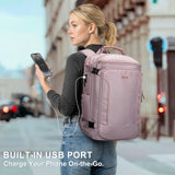 PIJUSHI Travel Laptop Backpack 35L Carry on Backpack for Women Men Flight Approved Business Daypack with USB Charging Port for Work Travel(PE067 Purple)
