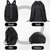 Pimoys Drawstring Backpack Gym Bag, Waterproof String Backpack with Side Mesh Pockets, Beach Bag for Basketball, Soccer, Swim, Wrestling Bag for Women Men