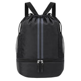 Pimoys Drawstring Backpack Gym Bag, Waterproof String Backpack with Side Mesh Pockets, Beach Bag for Basketball, Soccer, Swim, Wrestling Bag for Women Men