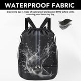 Pimoys Drawstring Backpack Gym Bag, Waterproof String Backpack with Side Mesh Pockets, Beach Bag for Basketball, Soccer, Swim, Wrestling Bag for Women Men