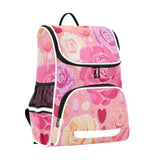 Pink Roses Hearts Specks Petals Kids Toddler Backpack for Boys & Girls 1 PC School Travel Simple Modern Backpack for Teens Men Women Schoolbag Bookbags for Elementary Middle Preschool