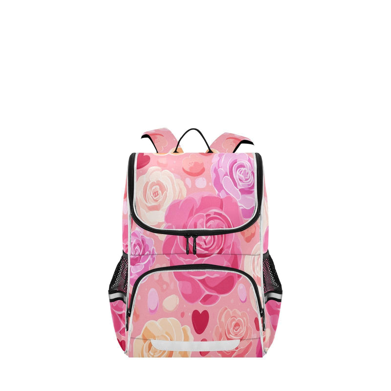 Pink Roses Hearts Specks Petals Kids Toddler Backpack for Boys & Girls 1 PC School Travel Simple Modern Backpack for Teens Men Women Schoolbag Bookbags for Elementary Middle Preschool