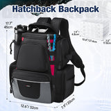 Piscifun Fishing Backpack with 2 Rod Holders & 4 Tackle Boxes, Large Tackle Storage Bag With Rain Cover for Fishing Gear, Black