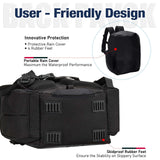 Piscifun Fishing Backpack with 2 Rod Holders & 4 Tackle Boxes, Large Tackle Storage Bag With Rain Cover for Fishing Gear, Black