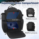 Piscifun Fishing Backpack with 2 Rod Holders & 4 Tackle Boxes, Large Tackle Storage Bag With Rain Cover for Fishing Gear, Black