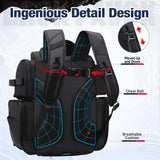 Piscifun Fishing Backpack with 2 Rod Holders & 4 Tackle Boxes, Large Tackle Storage Bag With Rain Cover for Fishing Gear, Black