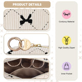 Playexen Small Makeup Bag for Purse, Corduroy Small Cosmetic Bag with Ring Buckle & Inner Pockets, Portable Bow Toiletry Makeup Pouch Purse for Travel Daily Use (Beige)