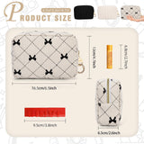 Playexen Small Makeup Bag for Purse, Corduroy Small Cosmetic Bag with Ring Buckle & Inner Pockets, Portable Bow Toiletry Makeup Pouch Purse for Travel Daily Use (Beige)