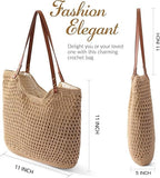 Pleneal Crochet Beach Bags for Women, Summer Beach Tote Bag, Soft Woven Shoulder Bags for Vacation