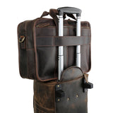 Polare 17'' Full Grain Leather Briefcase Laptop Attache Case Messenger Bag For Men Fits 15.6'' Laptop
