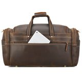 Polare 23" Duffel Retro Thick Full Grain Cowhide Leather Gym Weekender Overnight Luggage Bag 42L