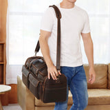 Polare 23" Duffel Retro Thick Full Grain Cowhide Leather Gym Weekender Overnight Luggage Bag 42L