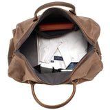 Polare 23” Waterproof Travel Duffel Bag Waxed Canvas Cowhide Leather Trim Luggage for Gym 55L Weekender Overnight Carry on Bag (Brown - 23")