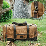 Polare 23" Waxed Canvas Cowhide Leather Travel Duffle Bag 42L Duffel Bag Waterproof Overnight Carry on Luggage Sport Weekender Bag For Men (Brown - 23")