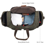 Polare 23” Waxed Canvas Cowhide Leather Waterproof Travel Duffel Bag Trim Luggage Weekender Overnight Carry on Hand Bag