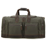 Polare 23” Waxed Canvas Cowhide Leather Waterproof Travel Duffel Bag Trim Luggage Weekender Overnight Carry on Hand Bag