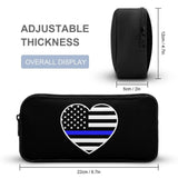 Police U.S. Flag Travel Makeup Bag Portable Cosmetic Pouch Office Storage Pocket Cute Pencil Case