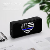 Police U.S. Flag Travel Makeup Bag Portable Cosmetic Pouch Office Storage Pocket Cute Pencil Case