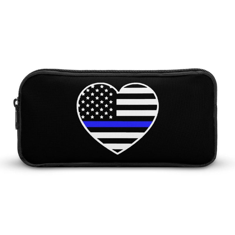 Police U.S. Flag Travel Makeup Bag Portable Cosmetic Pouch Office Storage Pocket Cute Pencil Case