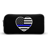 Police U.S. Flag Travel Makeup Bag Portable Cosmetic Pouch Office Storage Pocket Cute Pencil Case