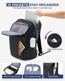 Ponhog 17 Inch Laptop Backpack for Men, Business Travel Anti - Theft Backpack with USB Charging Port, Water Resistant Computer Bag Carry On Flight Approved for Work College Weekender, Black