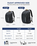 Ponhog 17 Inch Laptop Backpack for Men, Business Travel Anti - Theft Backpack with USB Charging Port, Water Resistant Computer Bag Carry On Flight Approved for Work College Weekender, Black