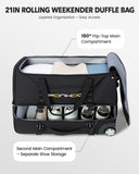 Ponhog 21 Inch Rolling Duffle Bag with Wheels for Men - Water Resistant Wheeled Duffle Bag for Weekend Travel & Overnight Trips