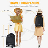 Ponhog Rolling Backpack, 15.6 inch Laptop Backpack with 4 Spinner Wheels, Carry on Travel Backpack Water Resistant Wheeled Backpacks for Women Men Suitable for Overnight College Work, Black
