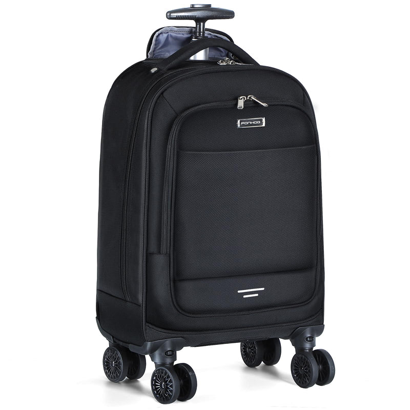 Ponhog Rolling Backpack, 15.6 inch Laptop Backpack with 4 Spinner Wheels, Carry on Travel Backpack Water Resistant Wheeled Backpacks for Women Men Suitable for Overnight College Work, Black