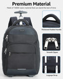 Ponhog Rolling Backpack, 30L Travel Laptop Backpack with Wheels, 15.6 Inch Roller Carry on Luggage with USB Charging Port, Flight Approved Personal Item Wheeled Suitcase for Men Women Adults, Black