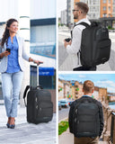 Ponhog Rolling Backpack, 30L Travel Laptop Backpack with Wheels, 15.6 Inch Roller Carry on Luggage with USB Charging Port, Flight Approved Personal Item Wheeled Suitcase for Men Women Adults, Black