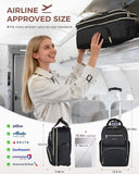 Ponhog Rolling Backpack for Women, 15.6 Inch Travel Laptop Wheeled Backpack, 30L Roller Carry On Backpack or Adults Business College Work Overnight, Stylish Personal Item, Black