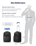Ponhog Rolling Backpack with Wheels, Airline Approved Travel Backpack for Men Women, Carry On Laptop Bag Fits 15.6 Inch Laptop, Black