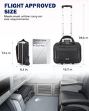 Ponhog Rolling Laptop Bag, 15.6 Inch Rolling Briefcase for Women with Wheels, Carry On Flight Approved Roller Computer Case for Travel Work College Business Wife Mom Teacher, Black