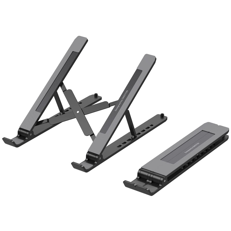 Portable Laptop Stand, OMOTON Laptop Stand for Desk Ergonomic 7 - Levels Angles Adjustable Computer Stand, ABS Laptop Riser Holder Compatible with All Laptops and iPad(10 - 15.6")
