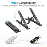 Portable Laptop Stand, OMOTON Laptop Stand for Desk Ergonomic 7 - Levels Angles Adjustable Computer Stand, ABS Laptop Riser Holder Compatible with All Laptops and iPad(10 - 15.6")