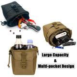 Portable Molle Dump Pouch with Adjustable and Removable Waist and Shoulder Straps for Shooting, Hunting and Outdoor Sports Tactical Slingshot Balls Bag Slingshot Ammo Drawstring Dump Pouch Black