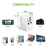 Portable Worldwide Universal Power Adapter All in One International Out of Country Travel Wall Charger Plug for Wall Plug Input in USA EU UK France Italy Australia India Outlets by Cellet