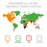 Portable Worldwide Universal Power Adapter All in One International Out of Country Travel Wall Charger Plug for Wall Plug Input in USA EU UK France Italy Australia India Outlets by Cellet