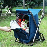 Portal Backpack Cooler Chair Fishing Chairs with Backrest Folding Camping Stool Compact for Outdoors Hiking Hunting Travel, Supports 225 lbs Capacity