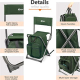 Portal Backpack Cooler Chair Fishing Chairs with Backrest Folding Camping Stool Compact for Outdoors Hiking Hunting Travel, Supports 225 lbs Capacity