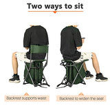 Portal Backpack Cooler Chair Fishing Chairs with Backrest Folding Camping Stool Compact for Outdoors Hiking Hunting Travel, Supports 225 lbs Capacity