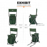 Portal Backpack Cooler Chair Fishing Chairs with Backrest Folding Camping Stool Compact for Outdoors Hiking Hunting Travel, Supports 225 lbs Capacity