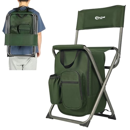 Portal Backpack Cooler Chair Fishing Chairs with Backrest Folding Camping Stool Compact for Outdoors Hiking Hunting Travel, Supports | Backpacks4Less