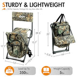 Portal Backpack Cooler Chair Fishing Chairs with Backrest Folding Camping Stool Compact for Outdoors Hiking Hunting Travel, Supports 350 lbs Capacity